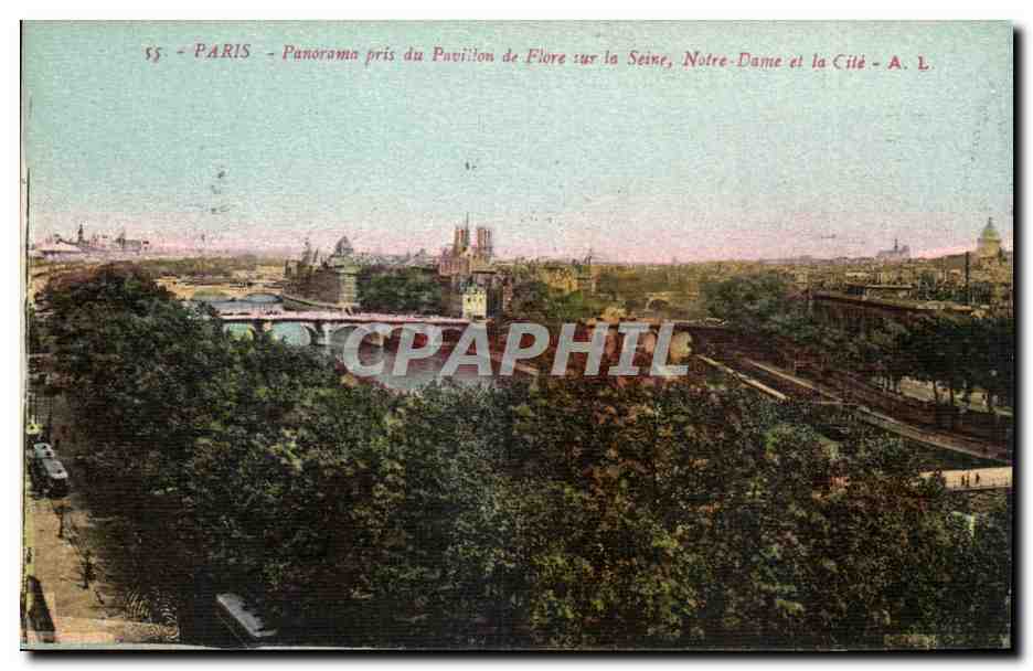Paris 4 - Panorama pris du Pavillon de Flore sur la Seine - CPA 