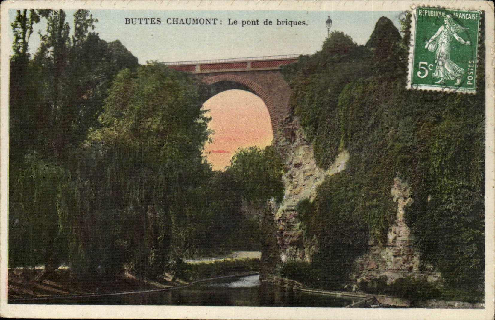 Paris - 19 - Buttes Chaumont - Le Pont de Briques CPA 