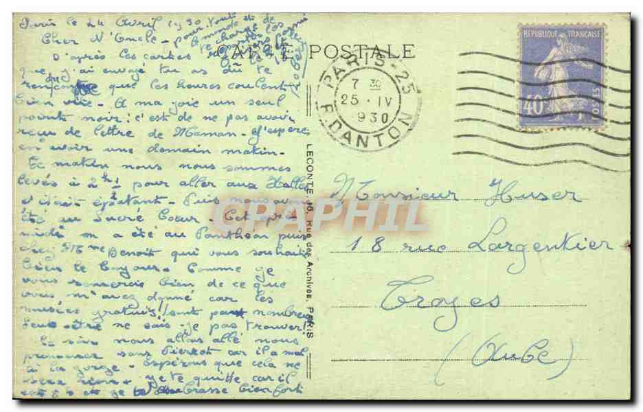 Paris - 1 - Rue du Rivoli CPA  — Verso