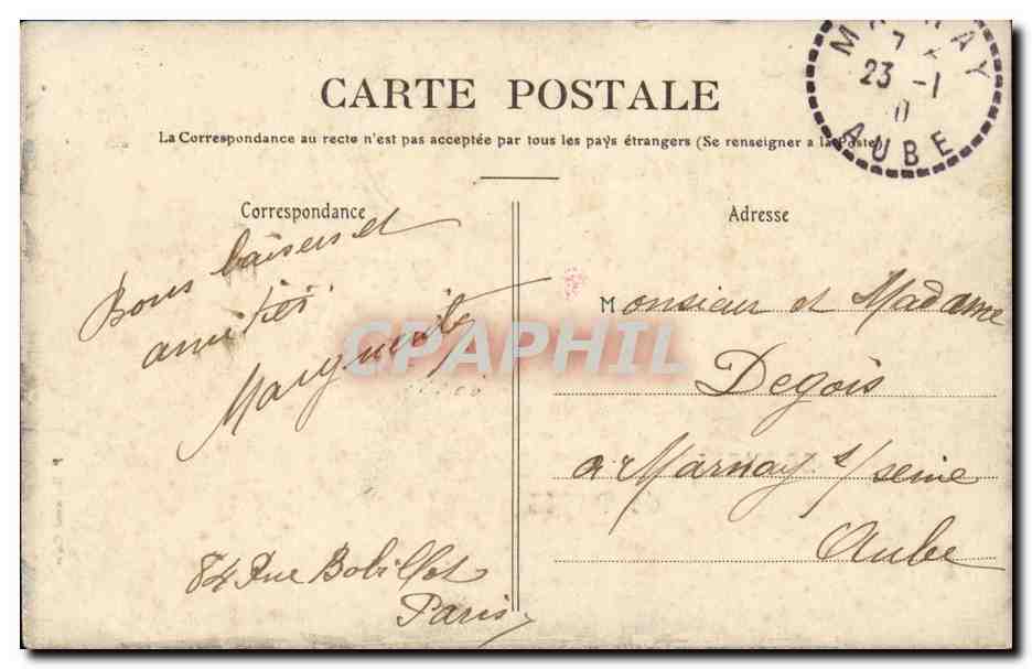 Paris - 1 - Souvenir - CPA  — Rückseite