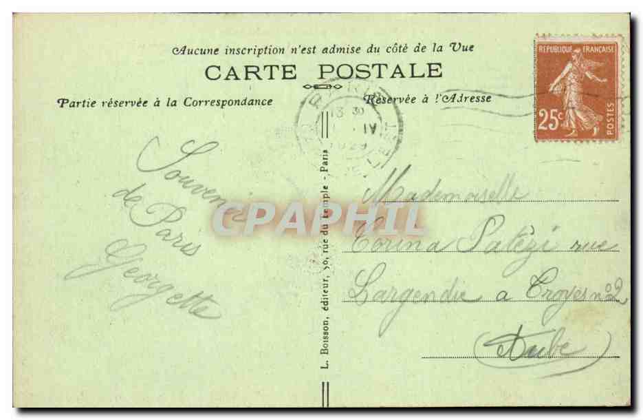 Paris - 8 - Place de la Concorde - CPA  — Verso