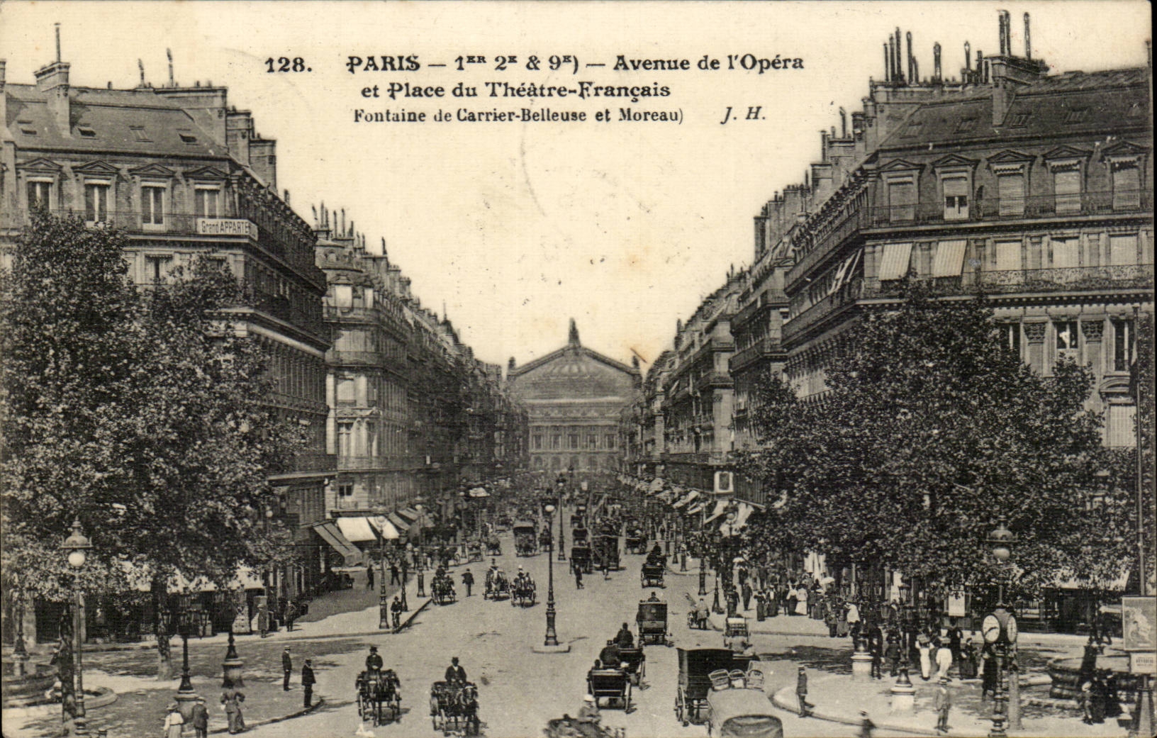 Paris - 1 2 et 9 - Avenue de l'Opera et Place du Theatre Francais - Fontaine de Carrier Belleuse et More - CPA 