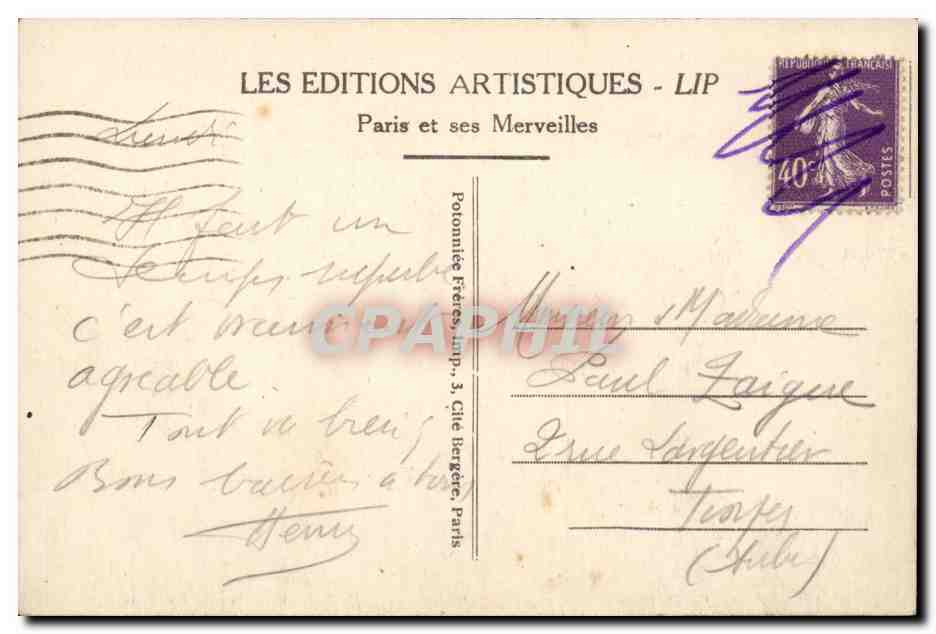 Paris - 5 - Le Pantheon construit sur les plans de Soufflot - CPA  — Rückseite