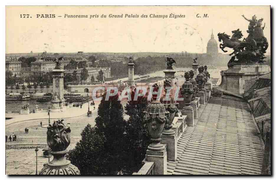 Paris - 8 - Panorama pris du Grand Palais des Champs Elysees - CPA 