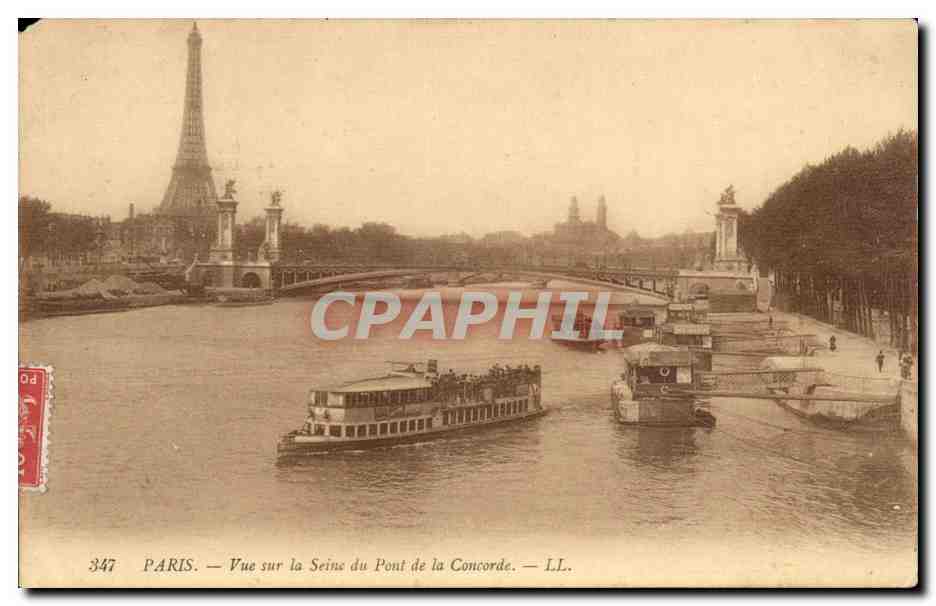 Paris - 8 - Vue Sur la Seine du Pont de la Concorde - CPA 