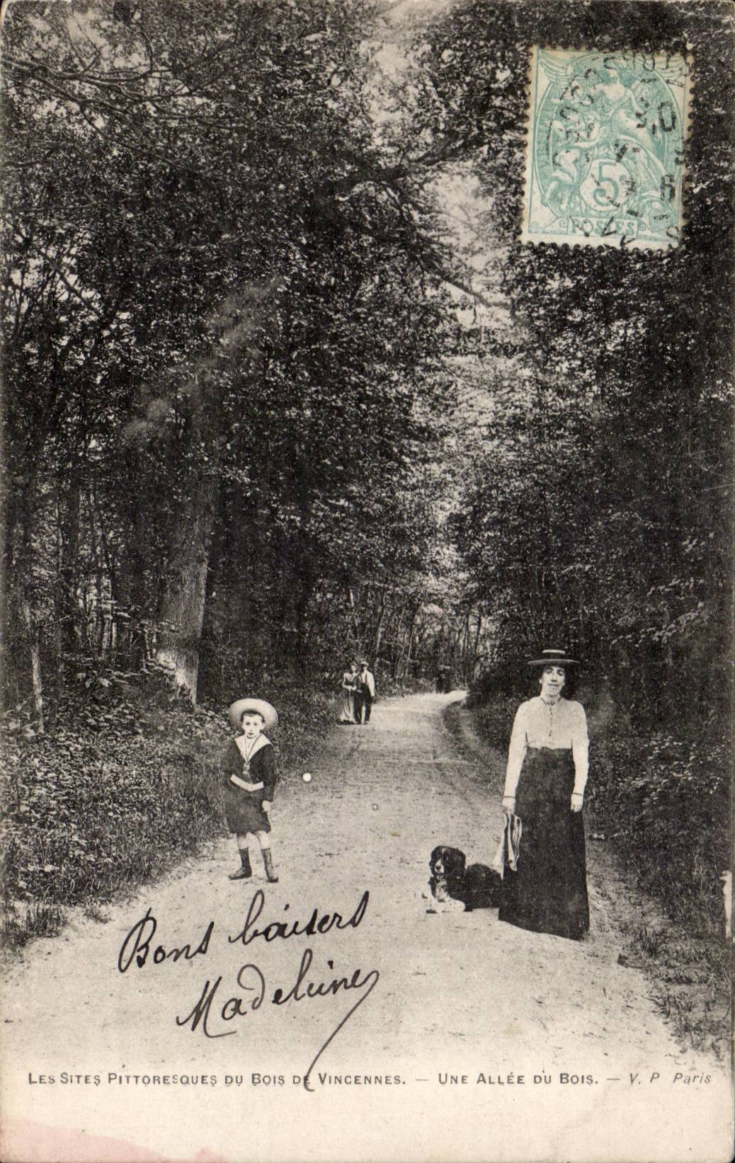 Paris - 12 - Les Site Pittoresque dans le Bois de Vincennes - Allee du Bois - Chien - dog CPA 
