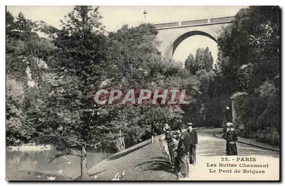 Paris - 19 - Les Buttes Chaumont - Le Pont des Briques CPA 