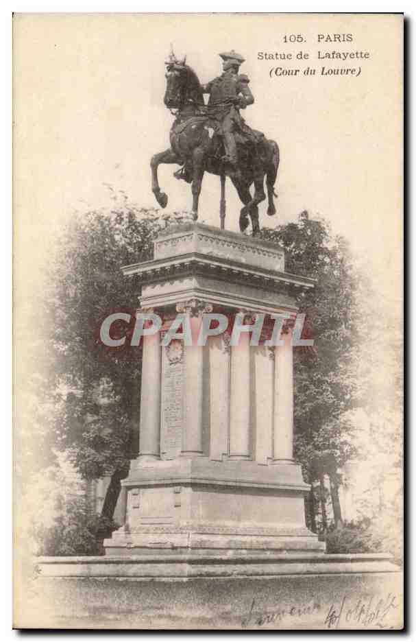 Paris - 1 - Statue de Lafayette - Cour du Louvre CPA 