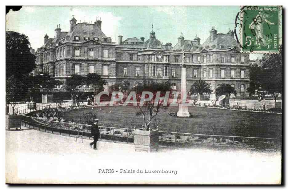 PARIS - Palais du Luxembourg — Ansicht des Gartens mit Säule — Verleger nicht sichtbar