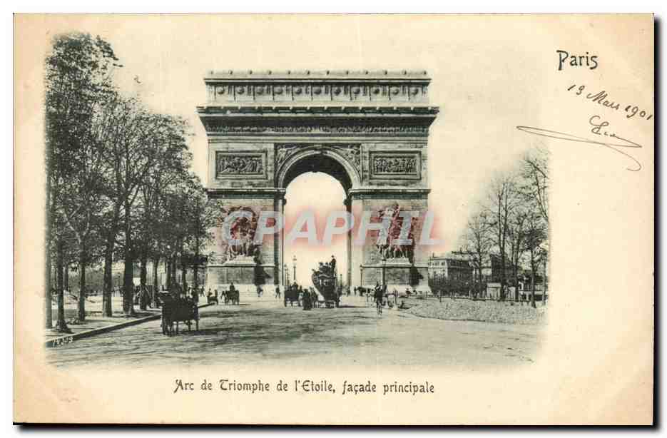 Paris 8 - L'Arc de Triomphe de l'Etoile - Facade Principale CPA (carte en relief)