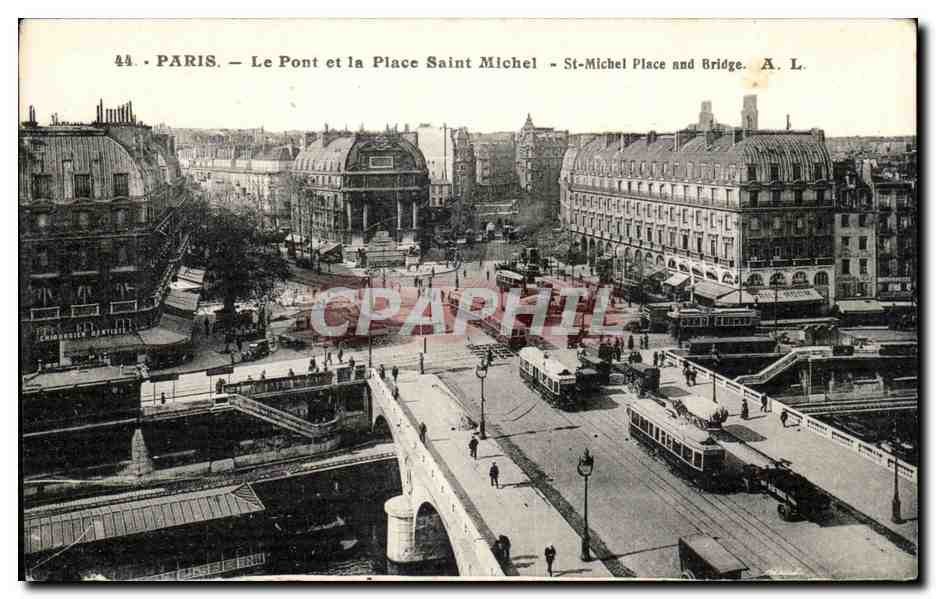 Paris - 4 - Le Pont et la Place St Michel - CPA 