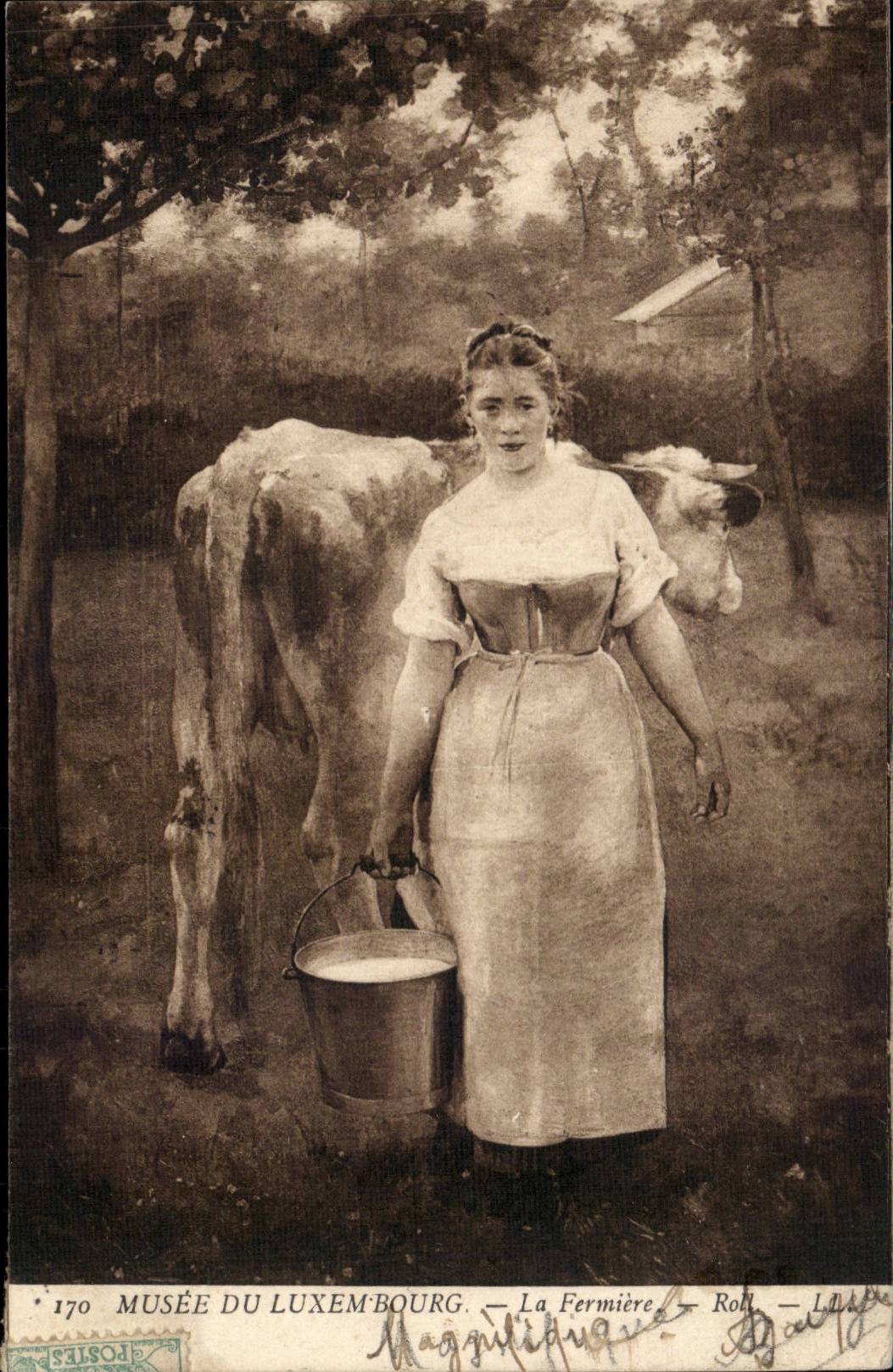 Paris - 6 - Musee du Luxembourg - La Fermiere - Vache - lait - Cow CPA 