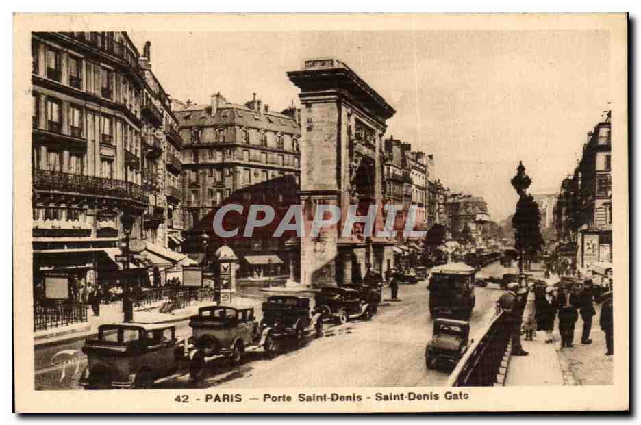 Paris - 10 - Porte Saint Denis - automobile CPA 