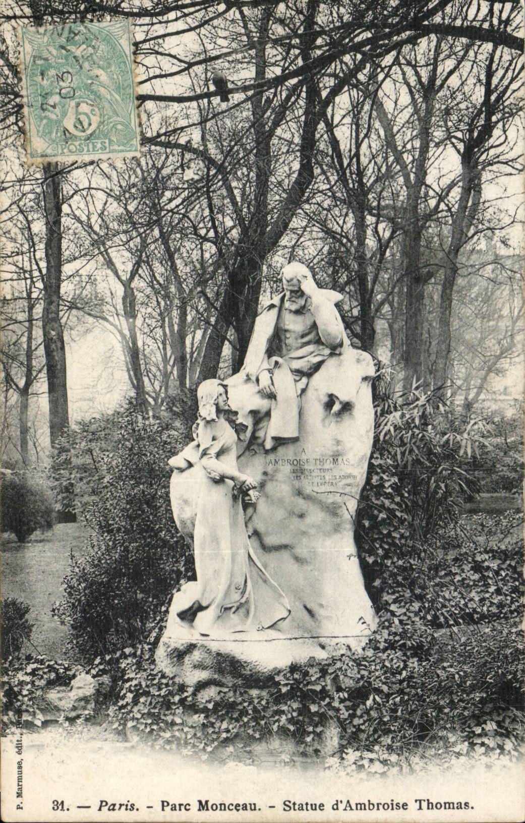 Paris - 8 - Parc Monceau - Statue d'Ambroise Thomas - CPA 