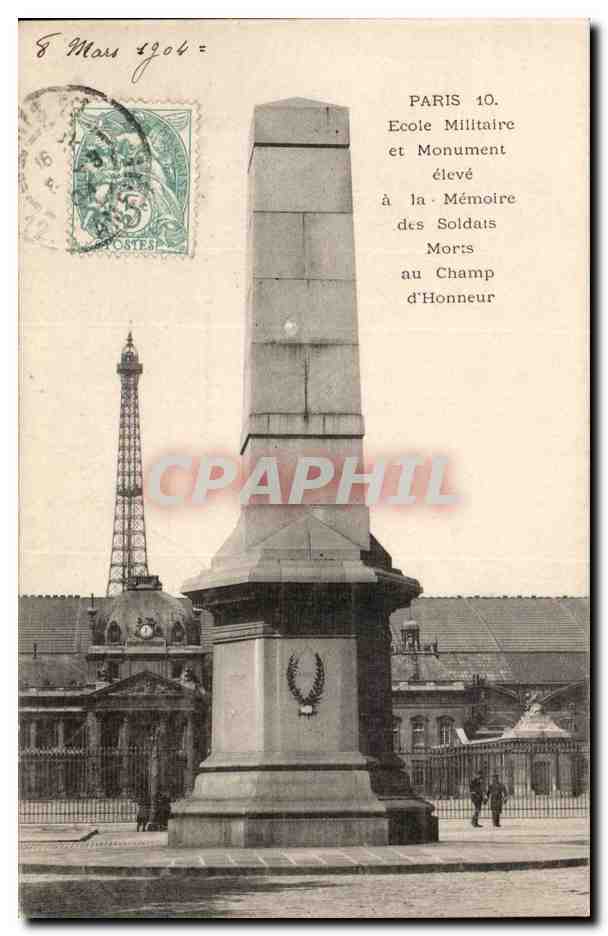 Paris - 7 - Ecole Militaire et Monument eleve a la memoire des morts - CPA Tour Eiffel