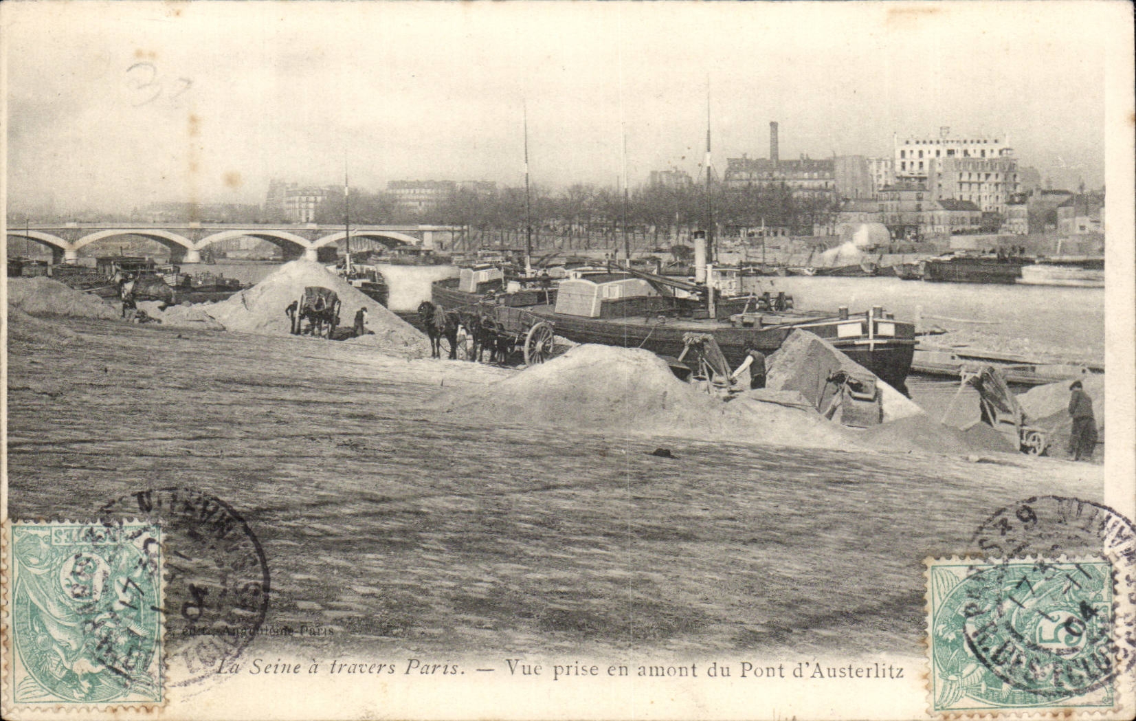 La Seine à travers Paris — Vue prise en amont du Pont d'Austerlitz — Éditeur : A. Auguéméne Paris