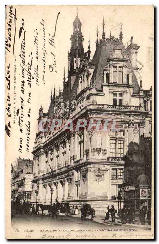 Paris 10 - Mairie de X arrondissement - Faubourg Saint Martin CPA - 