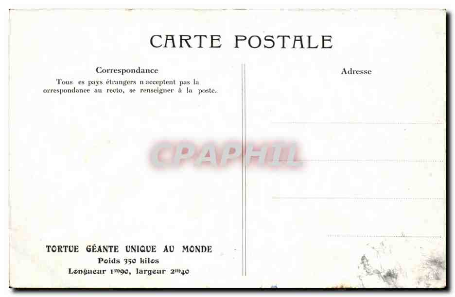 Paris 1 - 21 rue de Pont Neuf - Restaurant C Chartier - Tortue Geante - CPA  — Rückseite