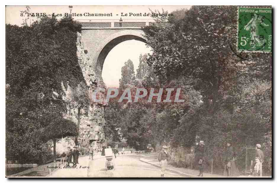 Paris - 19 - Les Buttes Chaumont - Pont aux Briques - CPA 