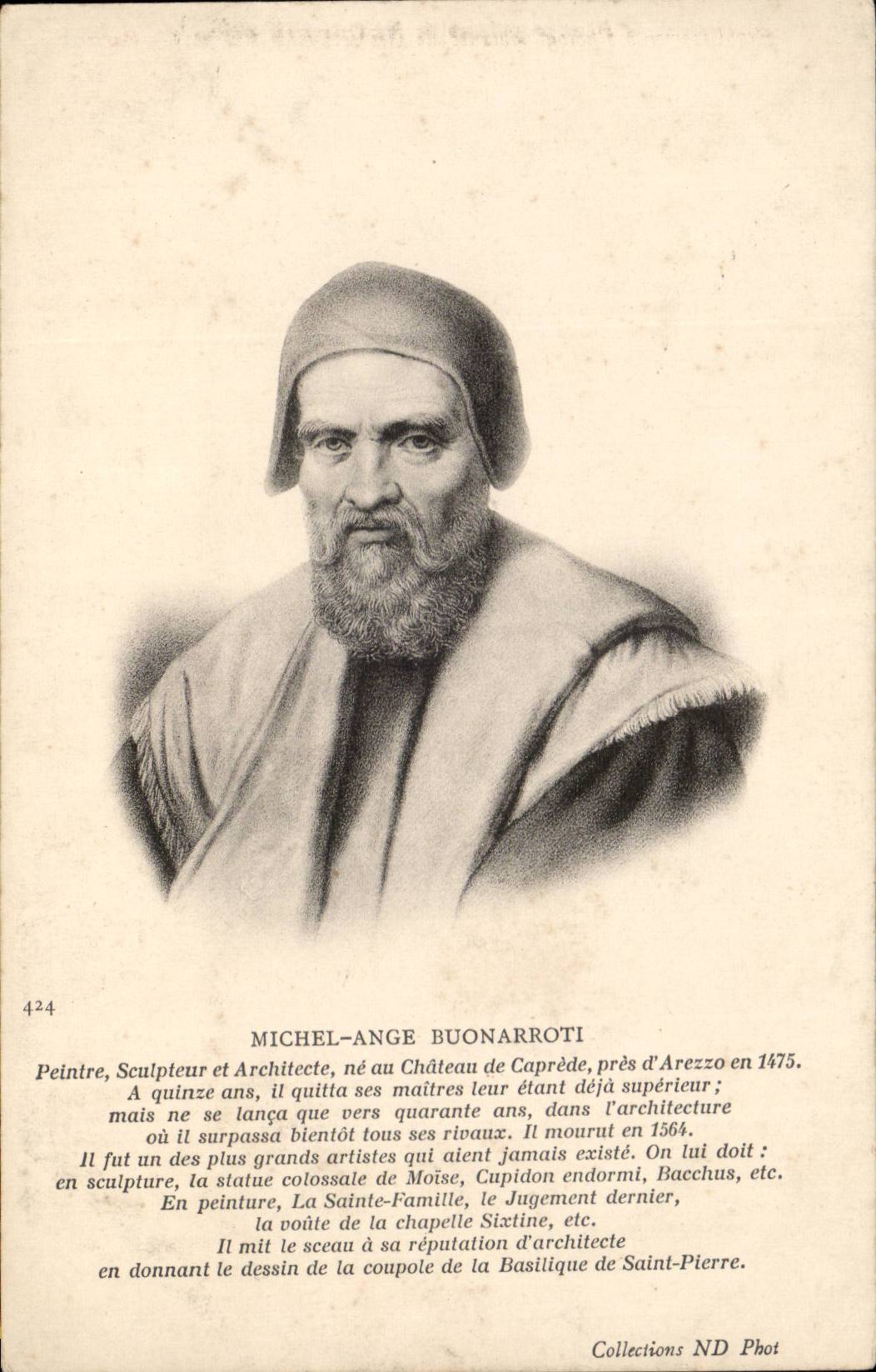 Michel-Ange Buonarroti — portrait gravé — Collections ND Phot, n° 424