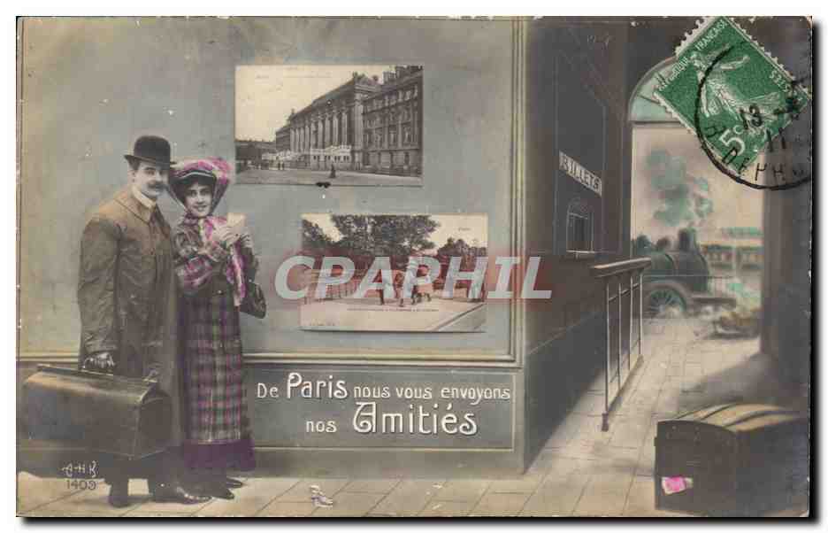 Paris -1 - Souvenir de Paris - Nous vous envoyons nos amities CPA 