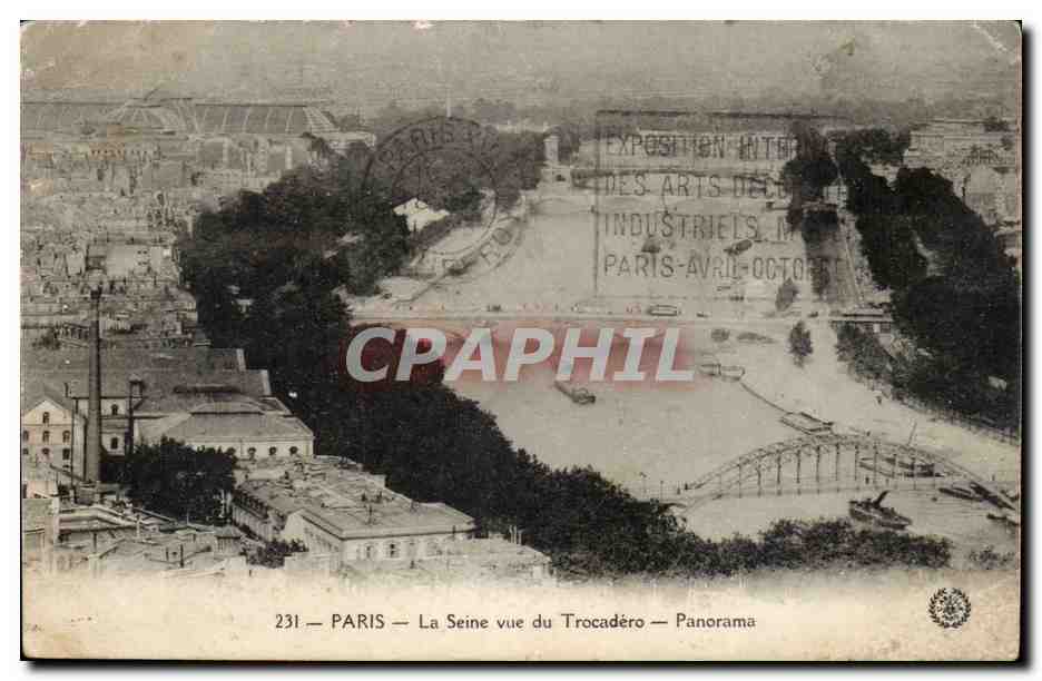 Paris - 16 - La Seine Vue du Trocadero CPA 