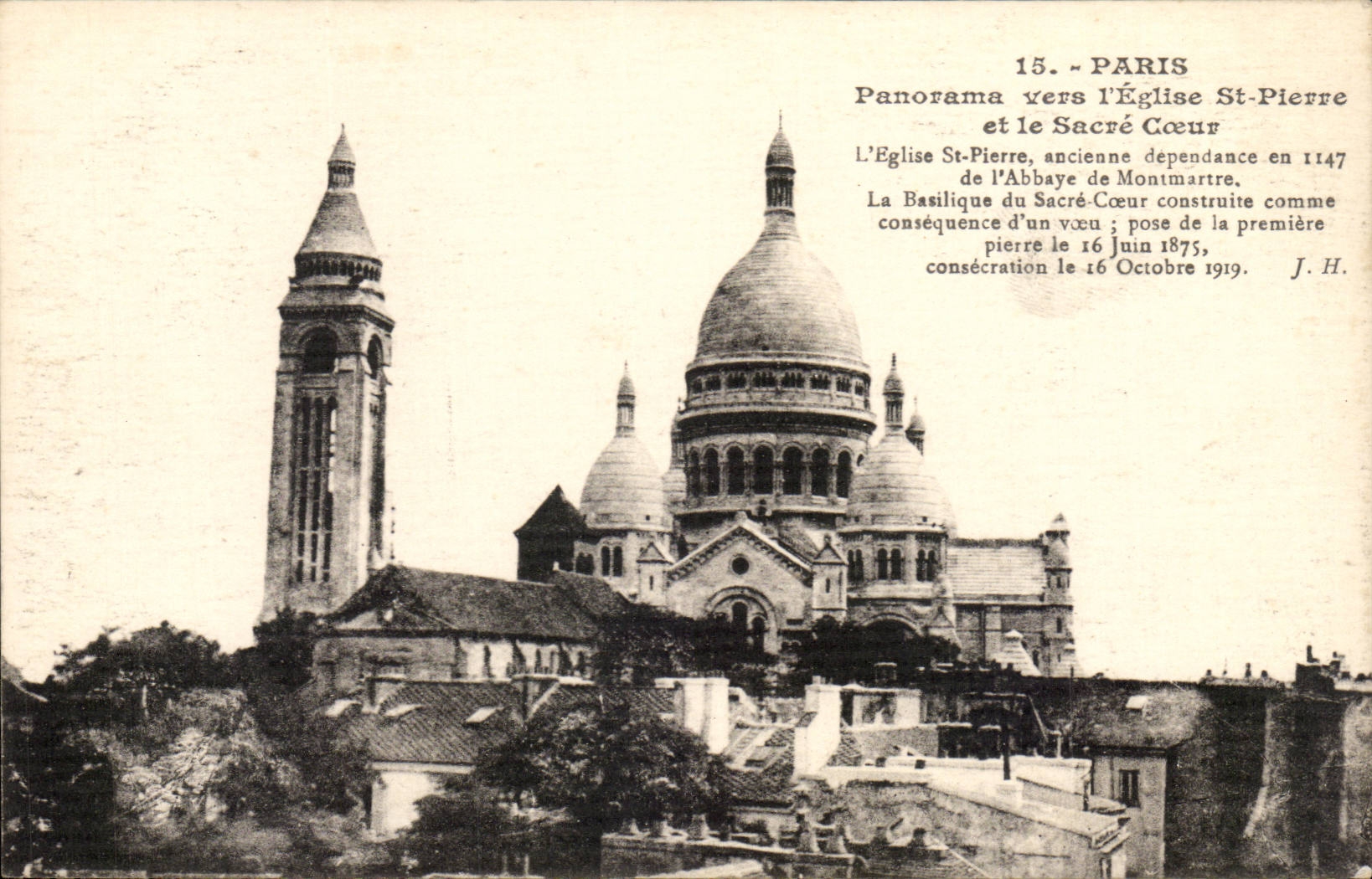 Paris - 14 - Panorama vers L'Egise St Pierre et le Sacre Coeur - CPA - 