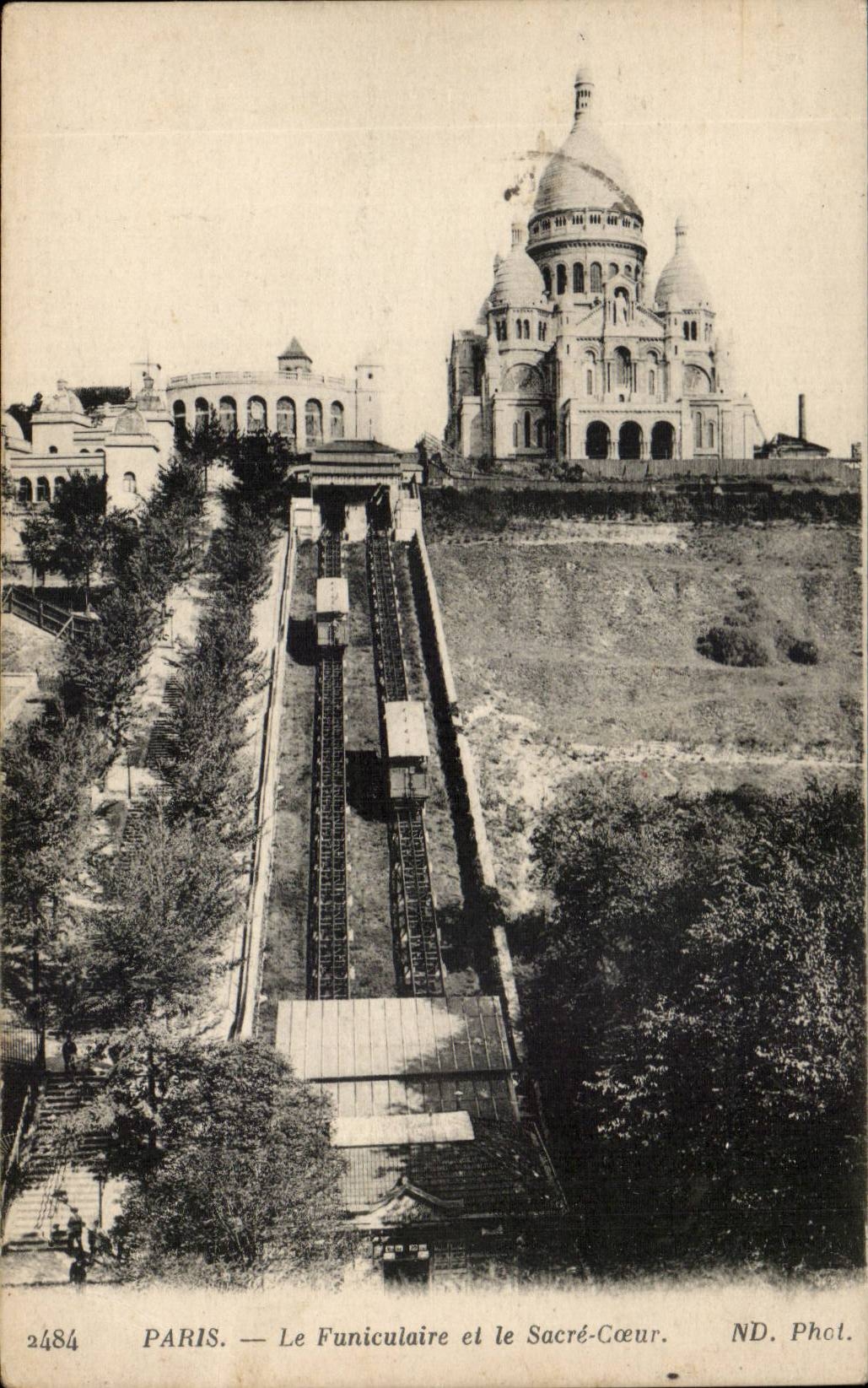 Paris - 14 - La Basilique Sacre Coeur et la Funiculaire - CPA 