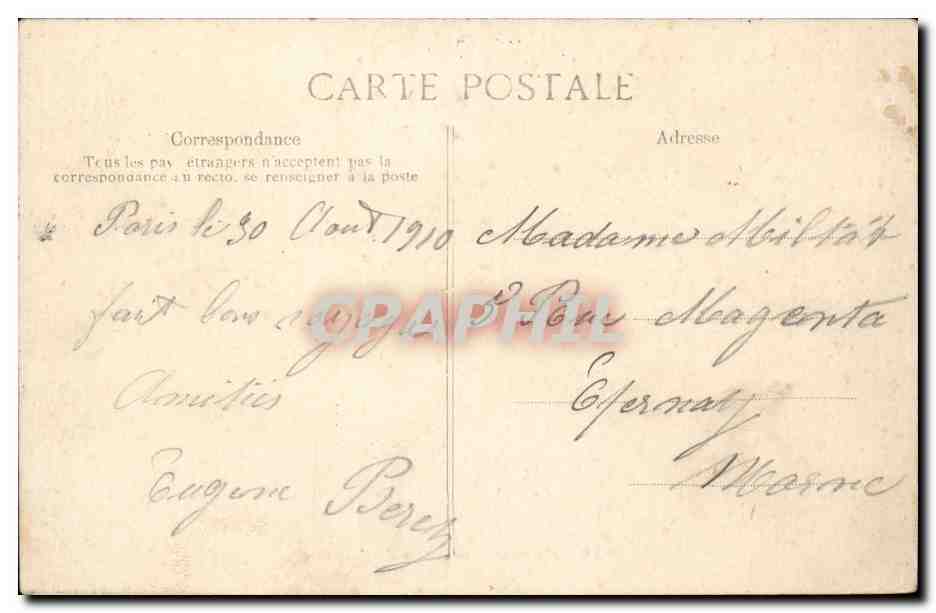 Paris - 8 - Avenue de l'Opera - CPA  — Verso