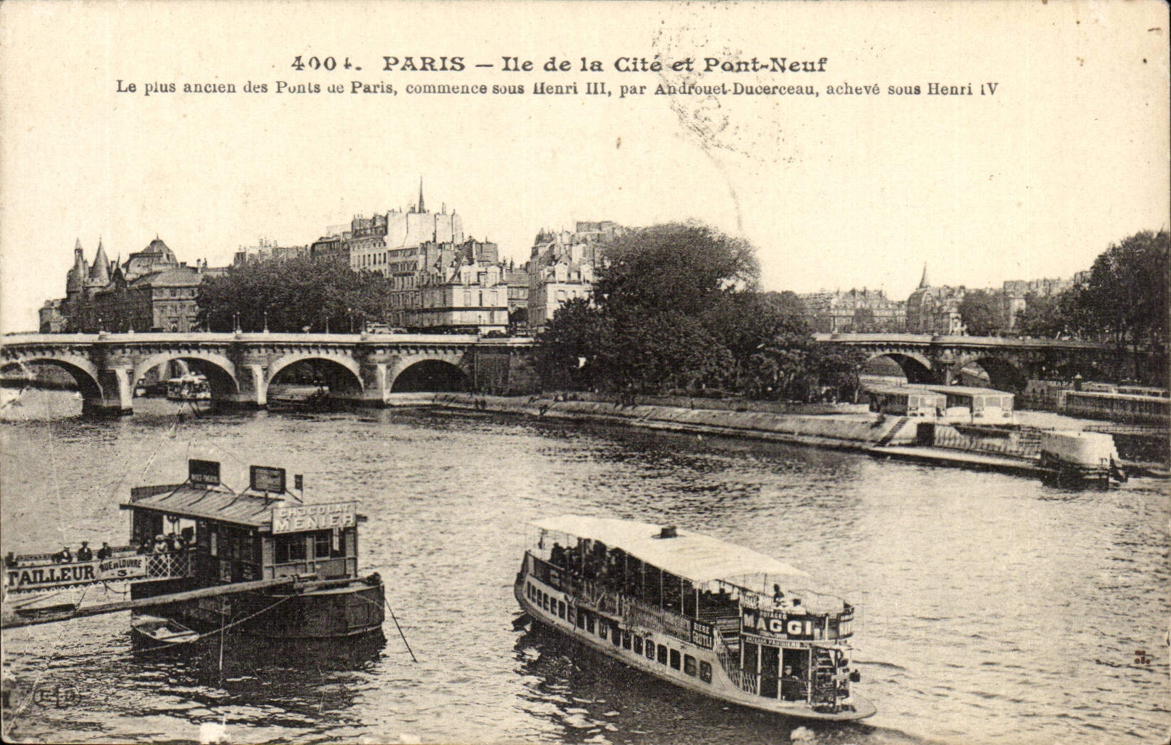 Paris 5 - Ile de la Cite et Pont Neuf - Bateau - CPA 