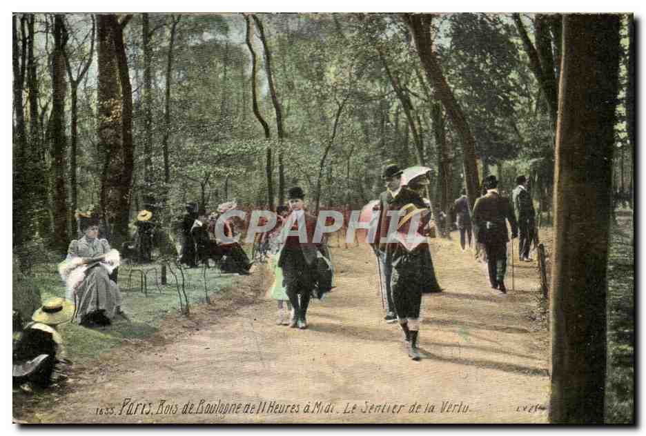 Paris 16 - Bois de Boulogne - 11 heure a Midi - le Sentier de la Vertu - Enfants - CPA 