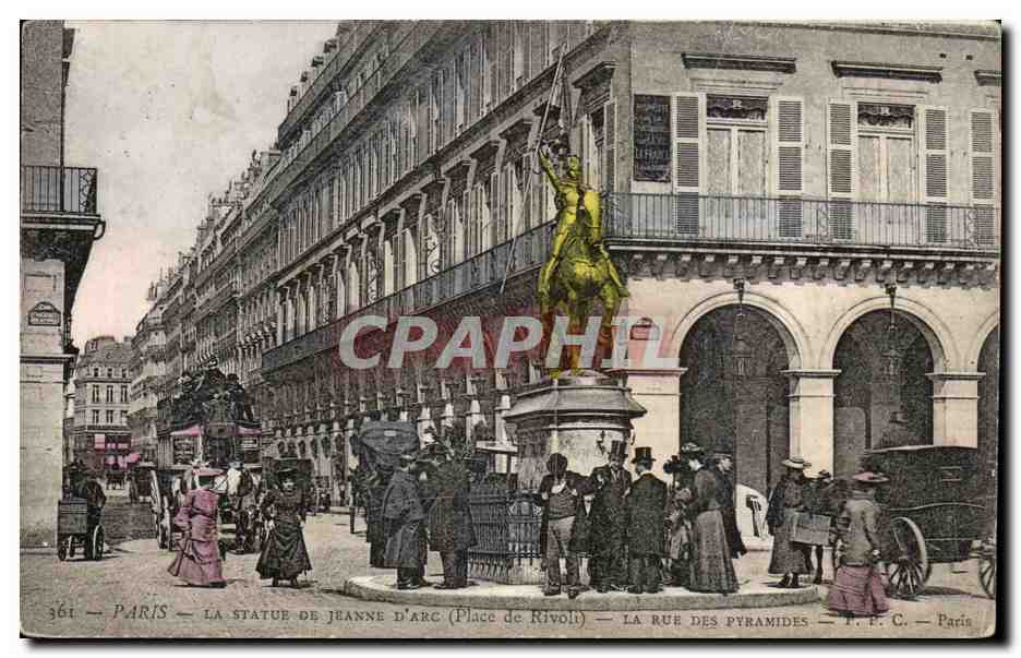 París — La estatua de Juana de Arco (Plaza de Rivoli) — La calle de las Pirámides — P. F. C. — París