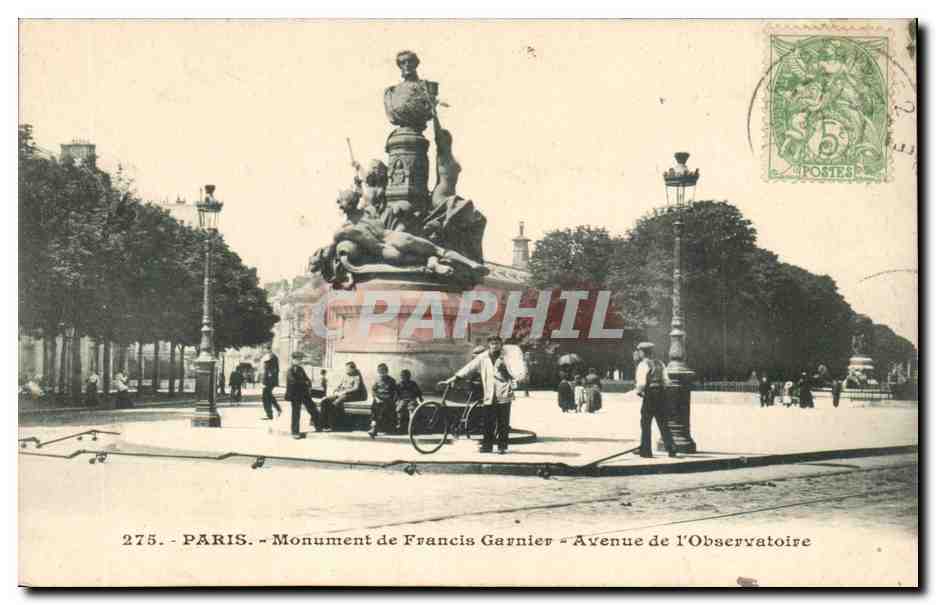 Paris 12 - Monument de Francis Garnier Avenue de l'Observatoire - velo - Cyclisme - CPA 