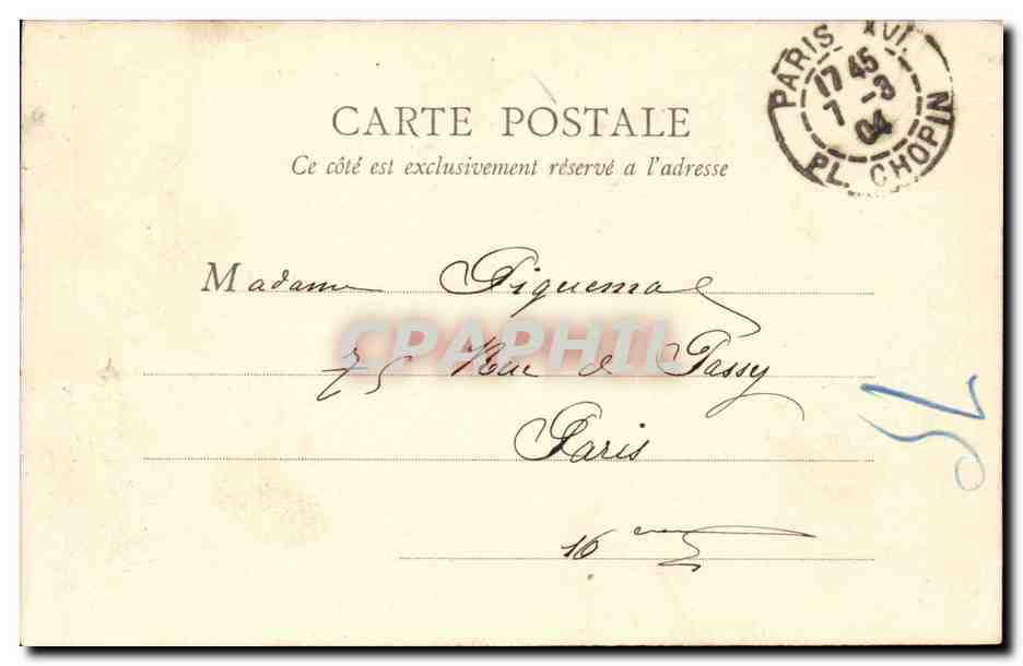 Paris - 8 - Arc de Triomphe - 1904 CPA  — Rückseite