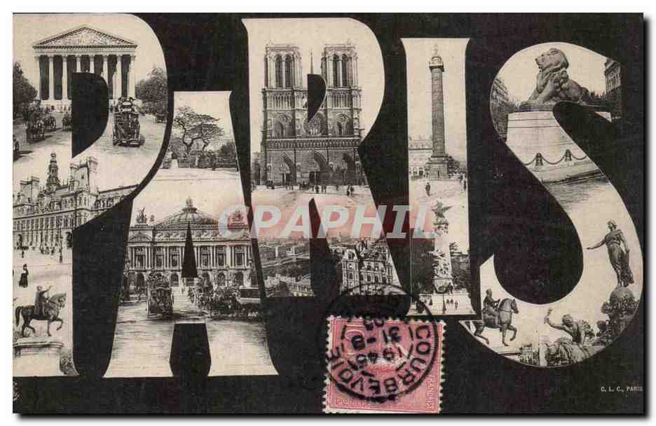 Paris - 1 - Souvenir - rare vintage - CPA 