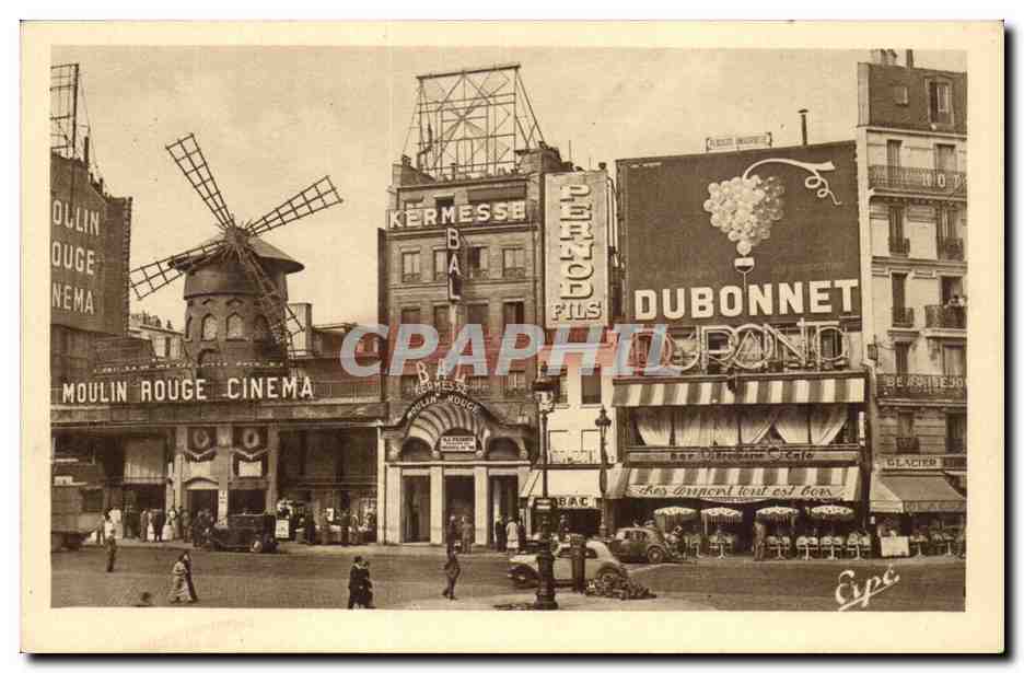 Paris - 18 - Moulin Rouge - Cinema - Kermesse - Dubonnet - cafe - windmill - muehle - CPA 