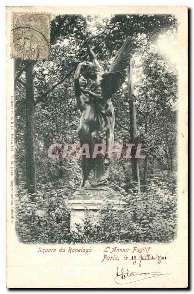 Paris - 16 - Square de Ranelagh - L'Amour Fugitif - 19 Juilet 1901 - CPA 
