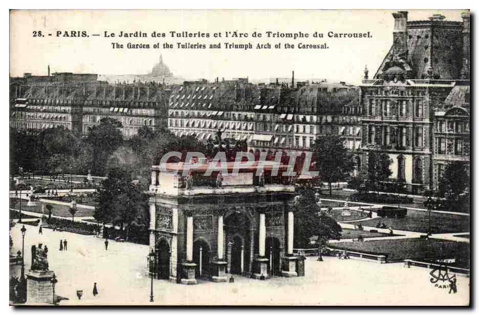Paris - 1 - Les Tuileries et l'Arc de Triomphe de Carrousel - CPA 