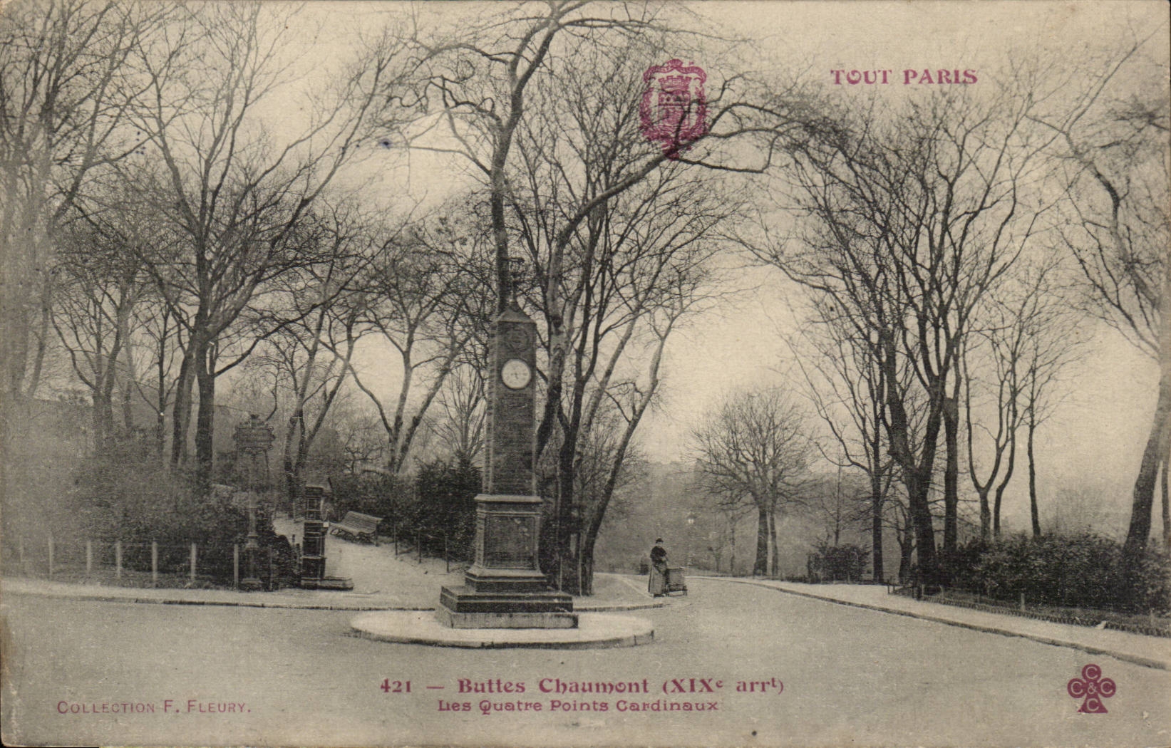 Paris - 19 - Buttes Chaumont - Les Quatre Points Cordinaux - CPA 