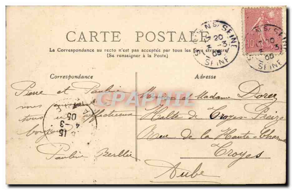 Paris - 19 - Buttes Chaumont - Les Quatre Points Cordinaux - CPA  — Verso