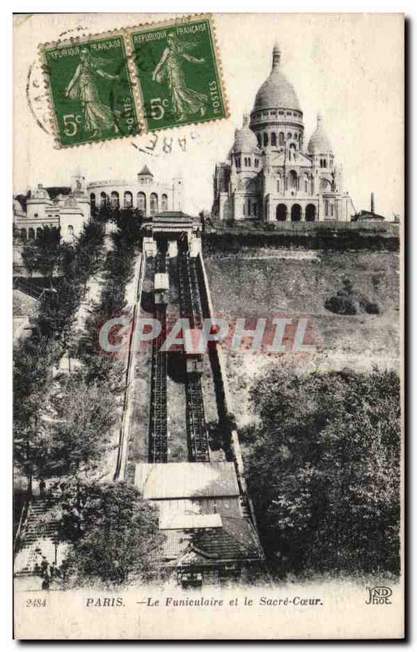 Paris - 14 - Montmartre - Le Funiculaire et le Sacre Coeur - CPA 