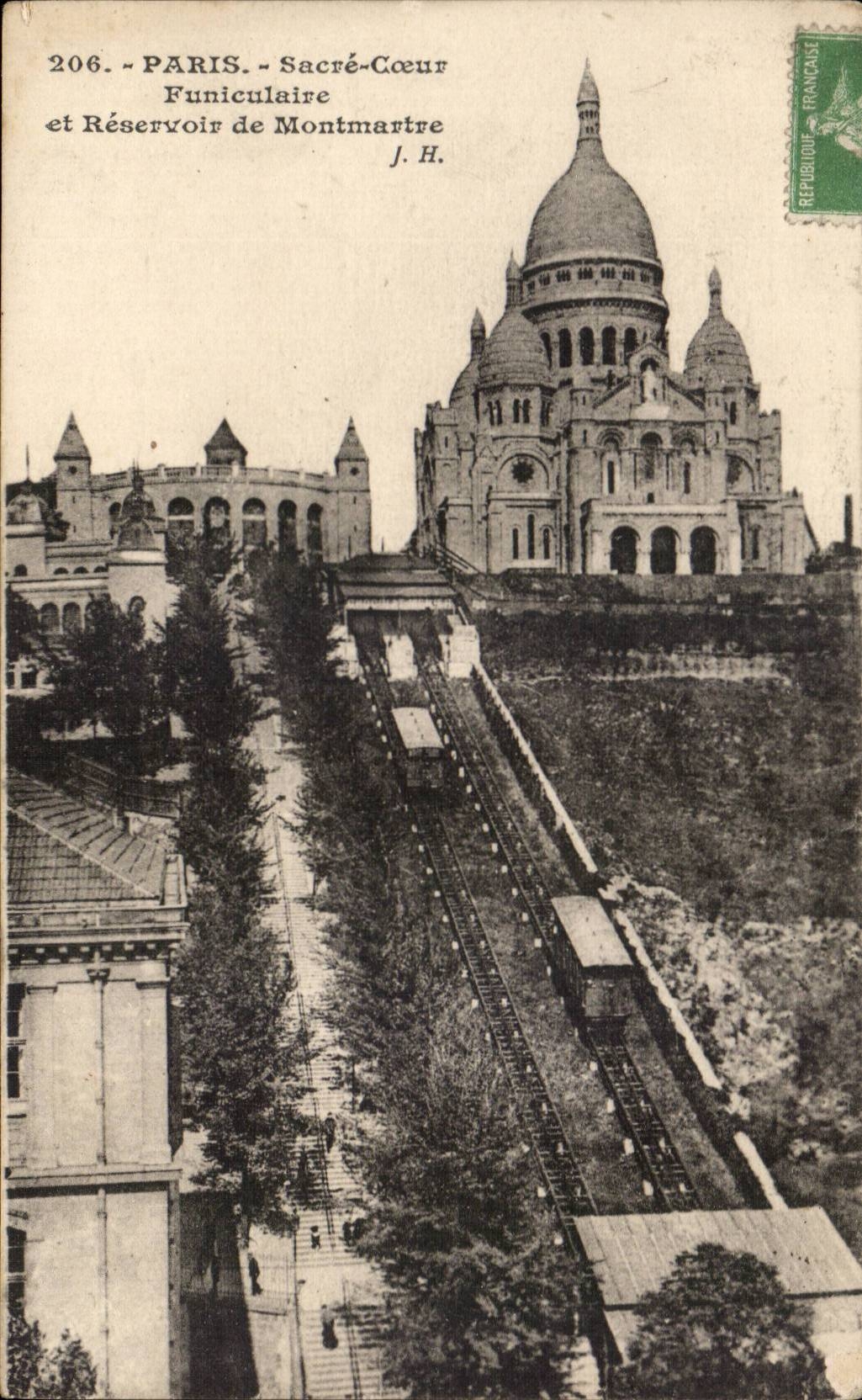 Paris - 14 - Montmartre - Le Funiculaire et le Sacre Coeur - CPA 