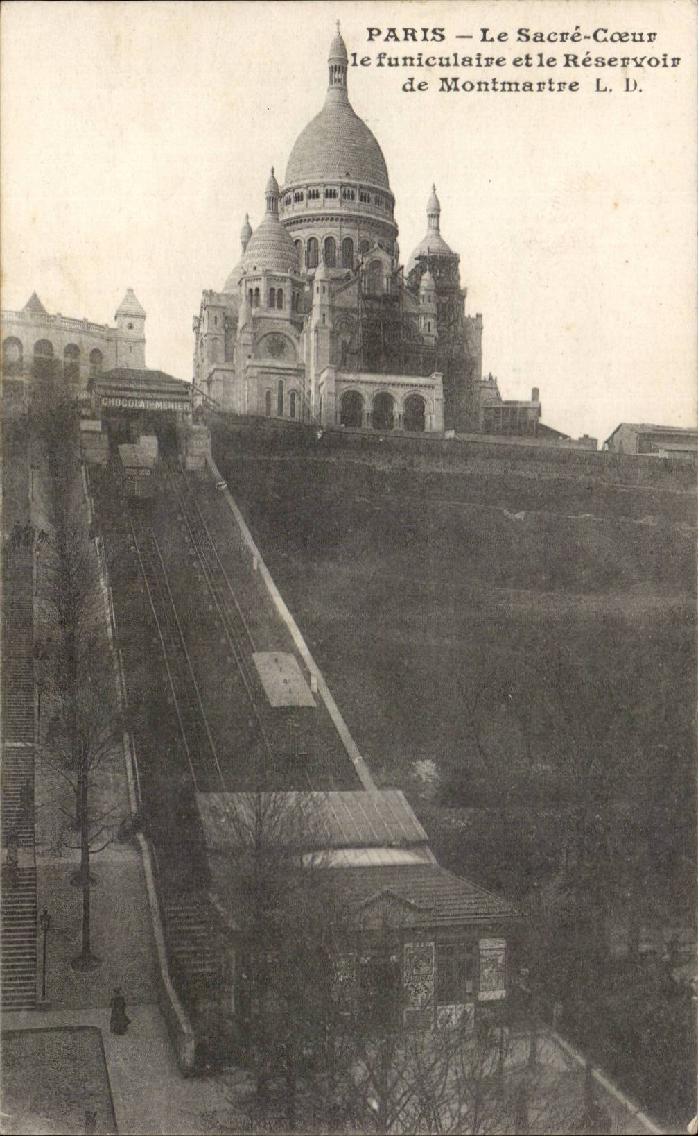 Paris - 14 - Montmartre - Le Funiculaire et le Sacre Coeur - CPA 