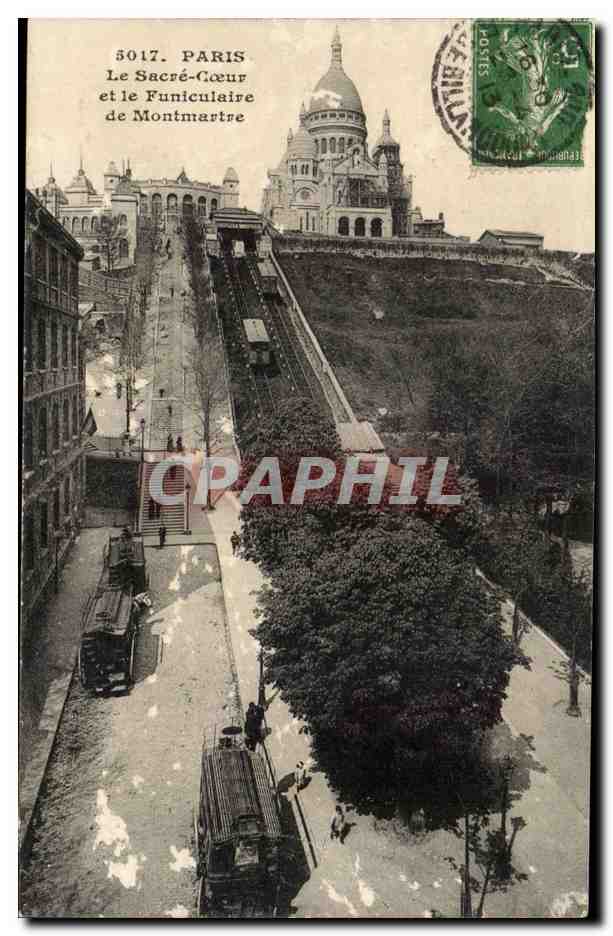 Paris - 14 - Montmartre - Le Funiculaire et le Sacre Coeur - CPA 