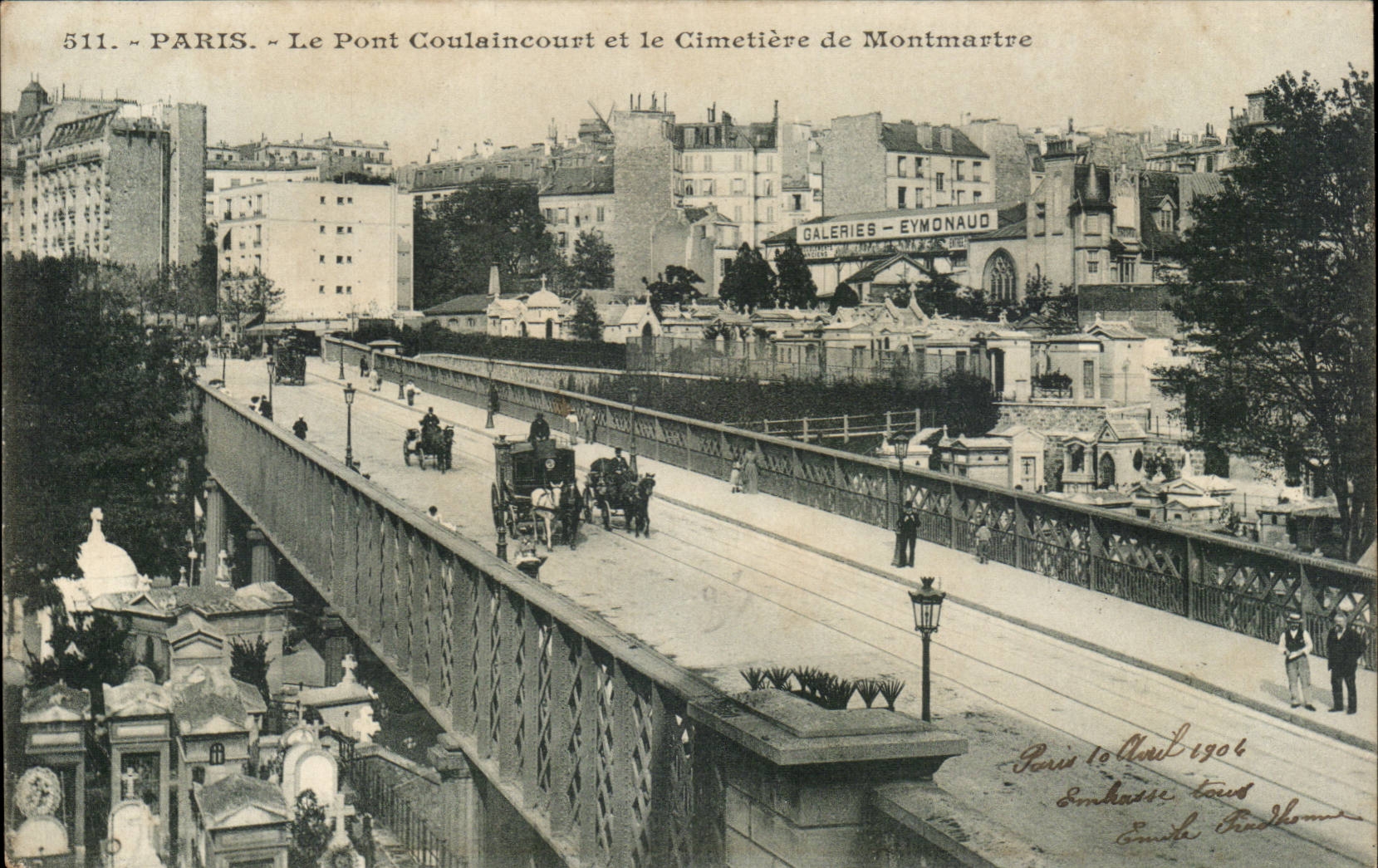Paris - 14 - Montmartre - Le Pont Coulaincourt - bridge Le Cimetiere - CPA 
