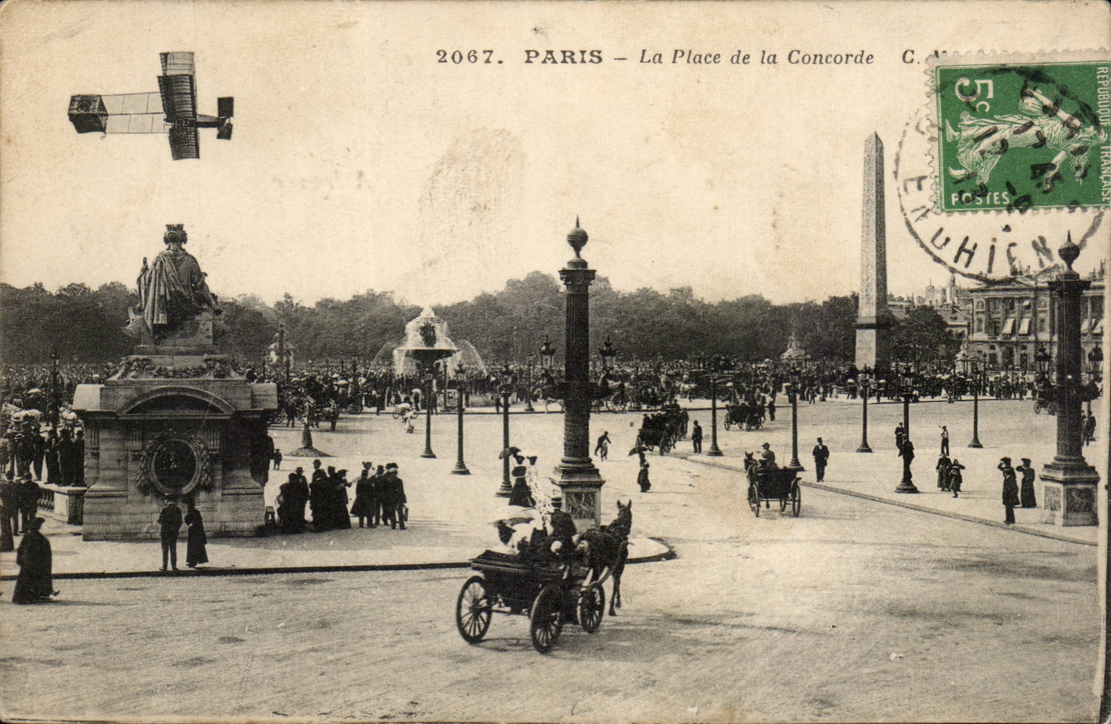 Paris - 8 -- Place de la Concorde - Avion - aeroplane - airplane - CPA 
