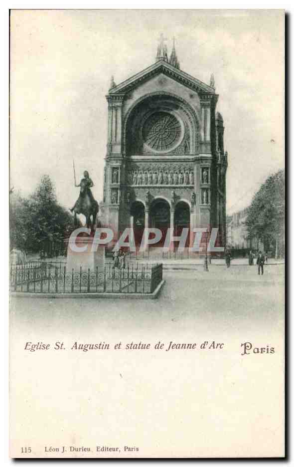 Paris 8 - L'Eglise St Augustin et Statue Jeanne d'Arc CPA 
