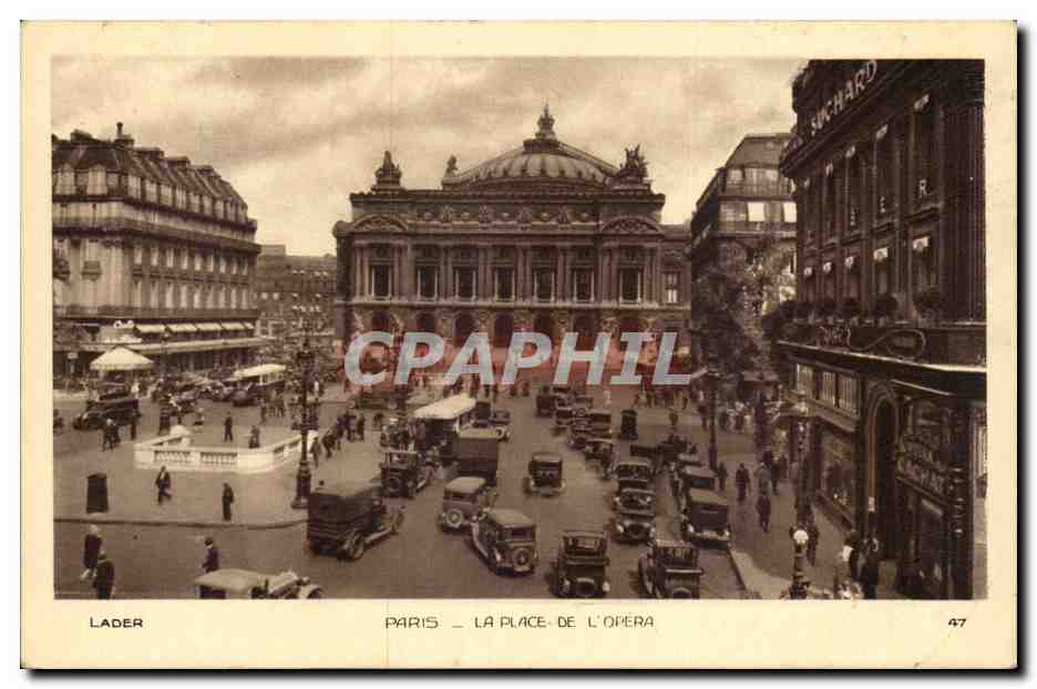 Paris - 8 - La Place de l'Opera - automobile - CPA 