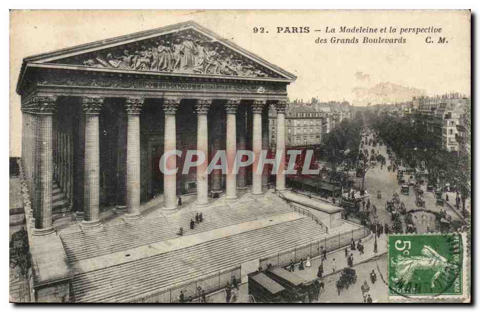 Paris CPA La Madeleine et la perspective des grands boulevards