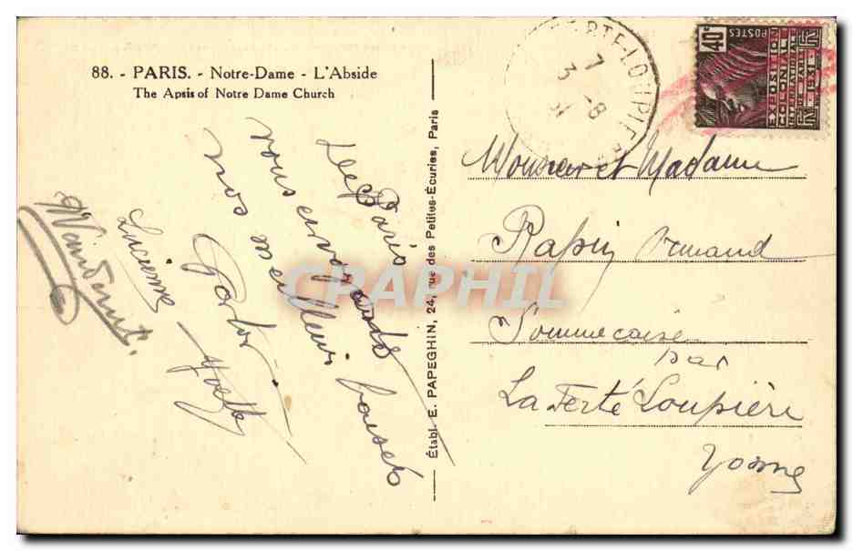 Paris CPA Notre Dame l'abside  — Verso